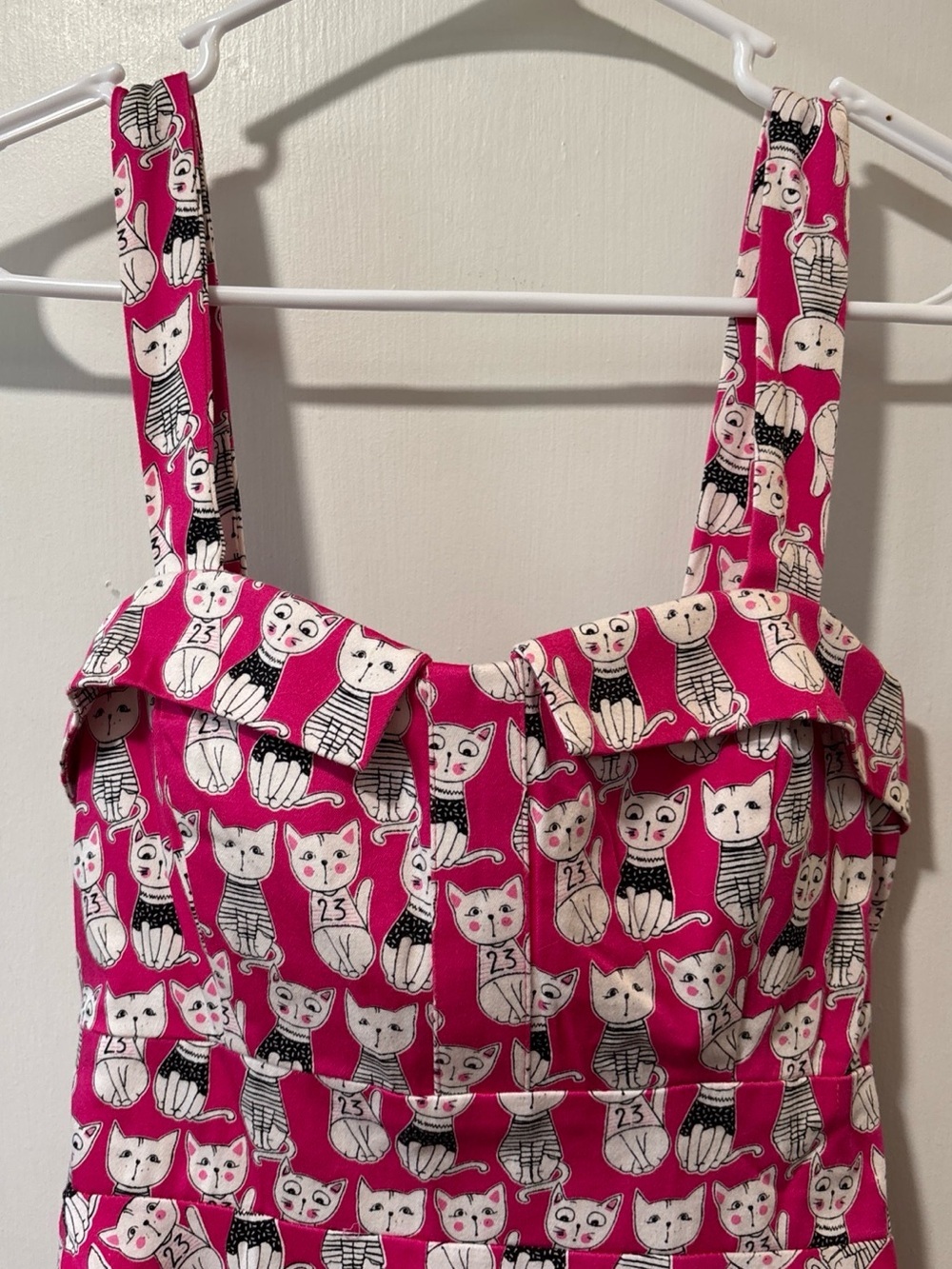 Petrune Kitty Cat Print Retro Pink Fit & Flare Skater Dress Rockabilly Pinup S - Picture 2 of 6